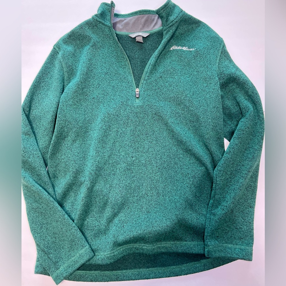 Eddie Bauer Men's Teal Zip-Up Sweater Size: Large